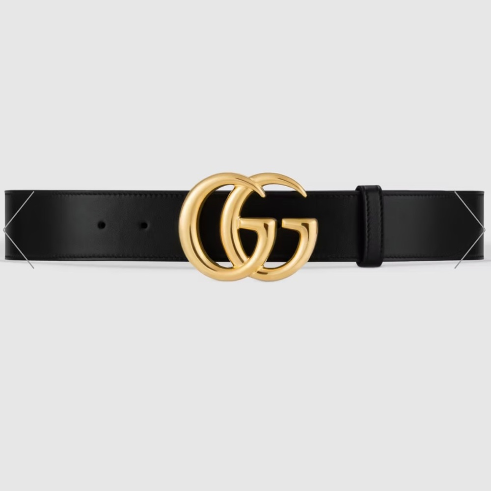 GG Marmont leather belt with shiny buckle